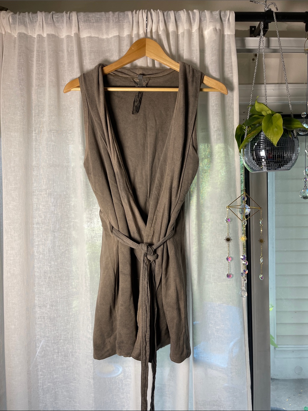 Young Fabulous & Broke Olive-Taupe Sleeveless Wrap Vest